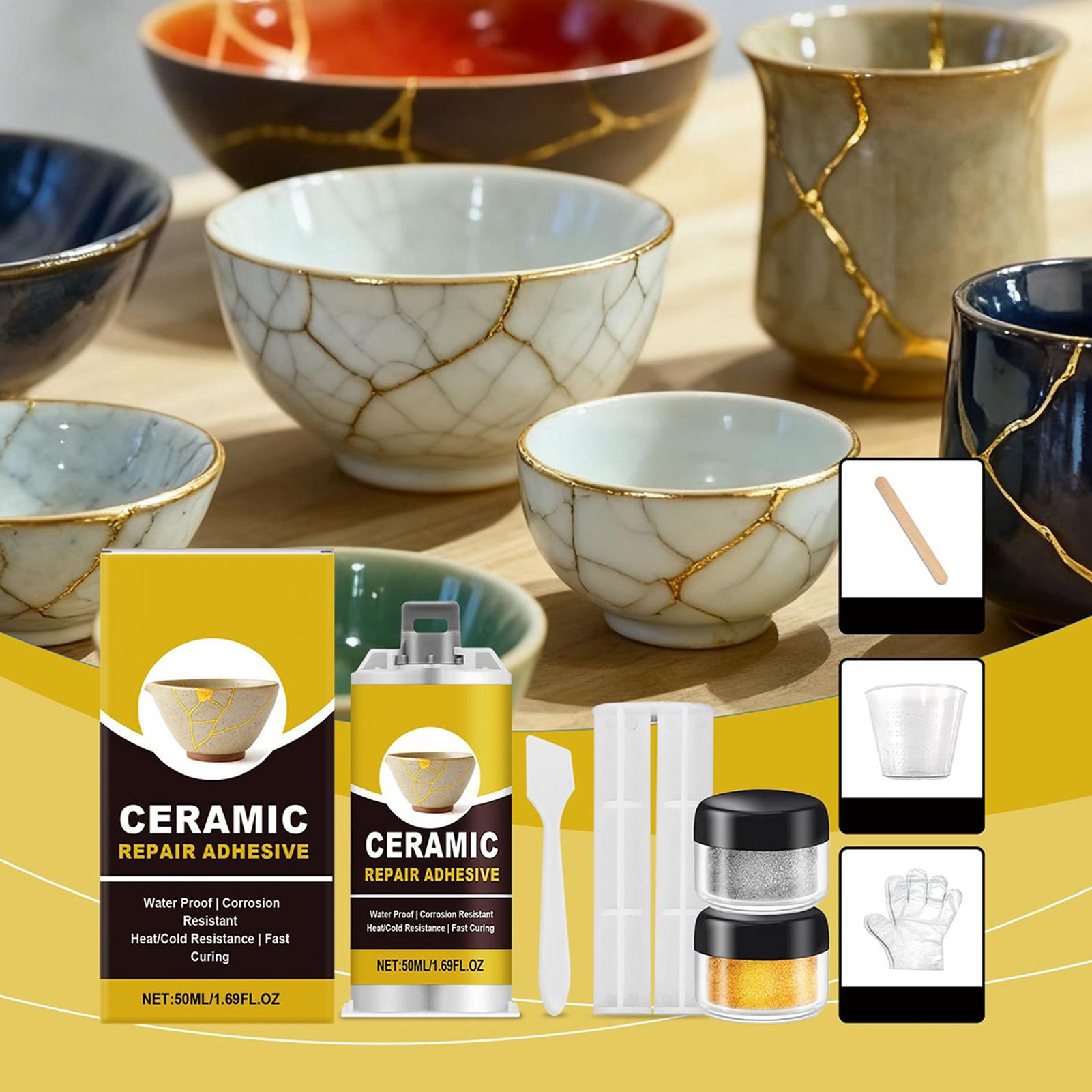 Art Craft Glue - セラミックガラス彫刻修復用ゴールドグルー ゴールド接着剤 食品に安全な接着剤 浴槽用 バニティプレート アートクラフト置物用