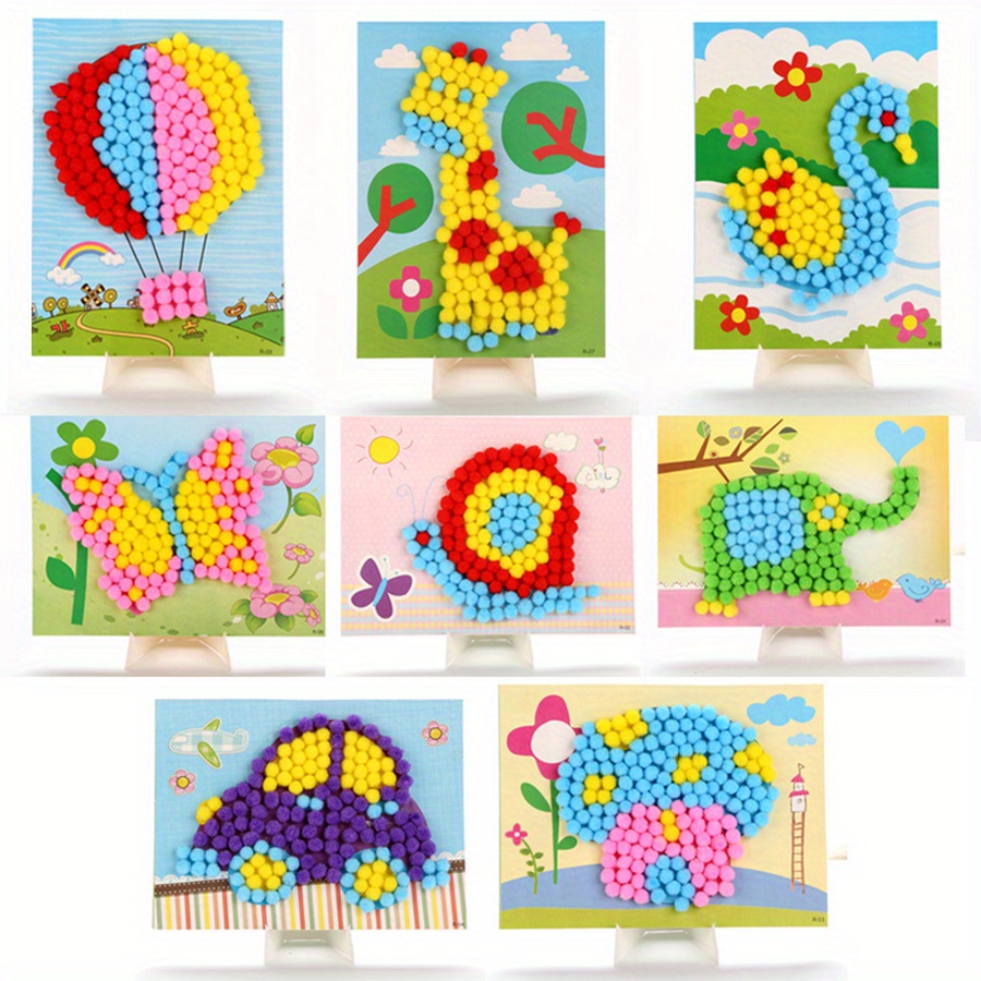 Art Craft Painting - 2 個 16 × 21 センチメートルカラフルなポンポン絵画動物輸送