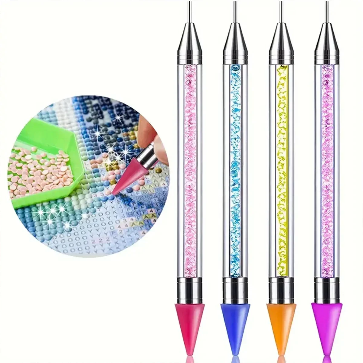 Art Craft Tools - ワックスレスダイヤモンドペインティングツール、ダブルチップ粘土不使用のプロフェッショナルデザイン、5D DIYペインティングクラフトクロスステッチに最適