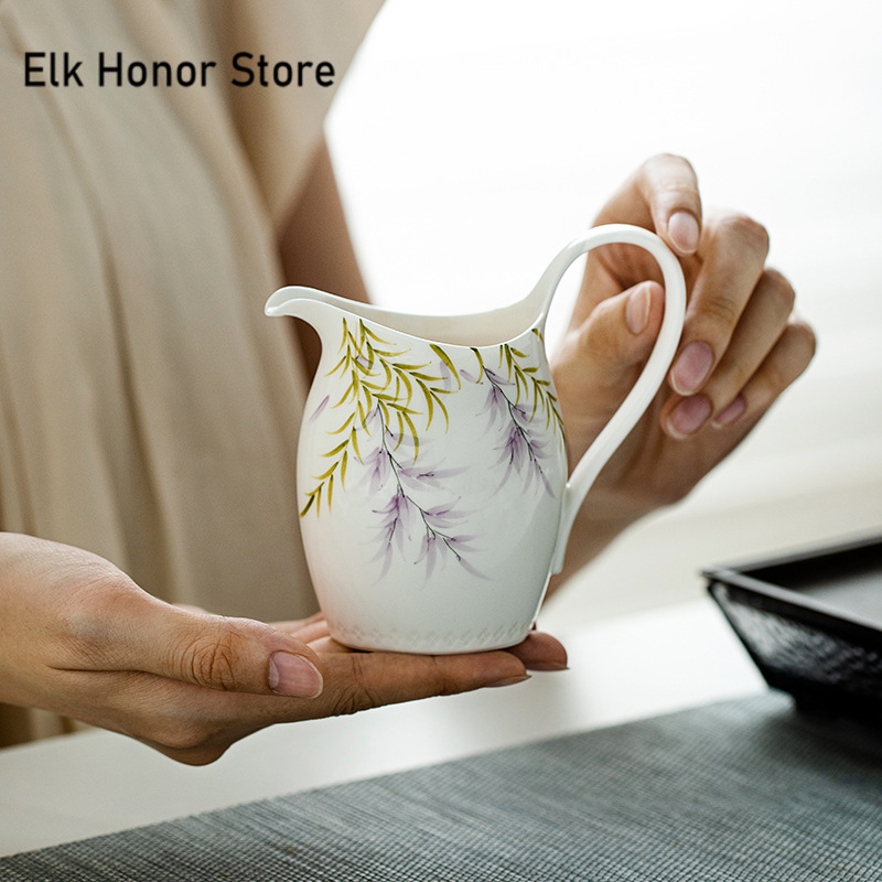 Art Craft Cafe - 手作りの純粋な手描きのティーピッチャー、wisteriaフラワーアート、ティーカフェ、ロングイヤー、チャチャチャオルジャスティスカップ、oolongティーカフェ、クラフトアクセサリー、200ml