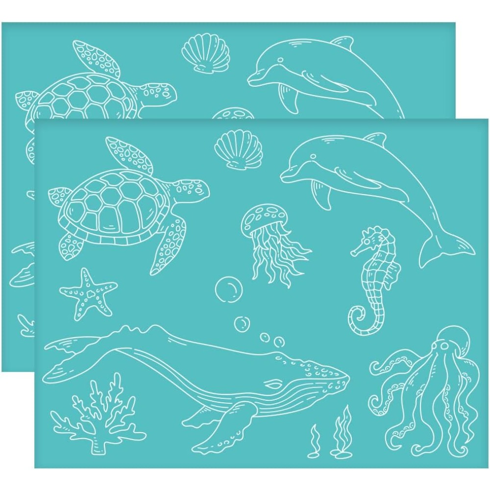 Silk Screen Printing - 2 個 11 × 8.6 インチ海の動物自己粘着シルクスクリーン印刷ステンシルウミガメクジラシルクスクリーンステンシルクラゲタコ