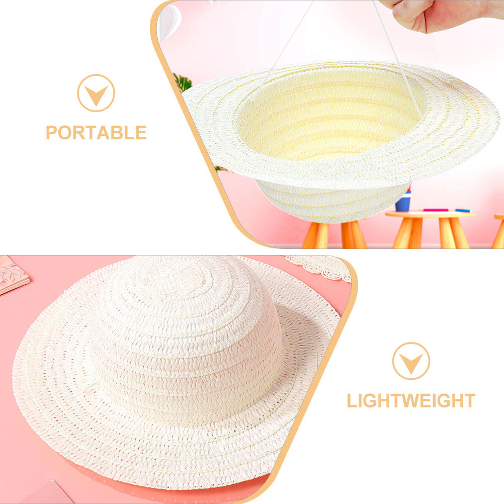 8個入り、白いDIYキッズ用麦わら帽子。絵を描いたり、デコレ - Art Craft For Kids のレビューと価格