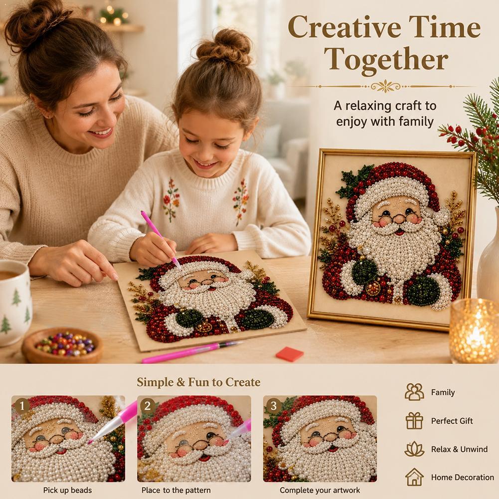 クリスマス サンタクロース パールアート DIYキット 額入 - Art Craft For Kids のレビューと価格