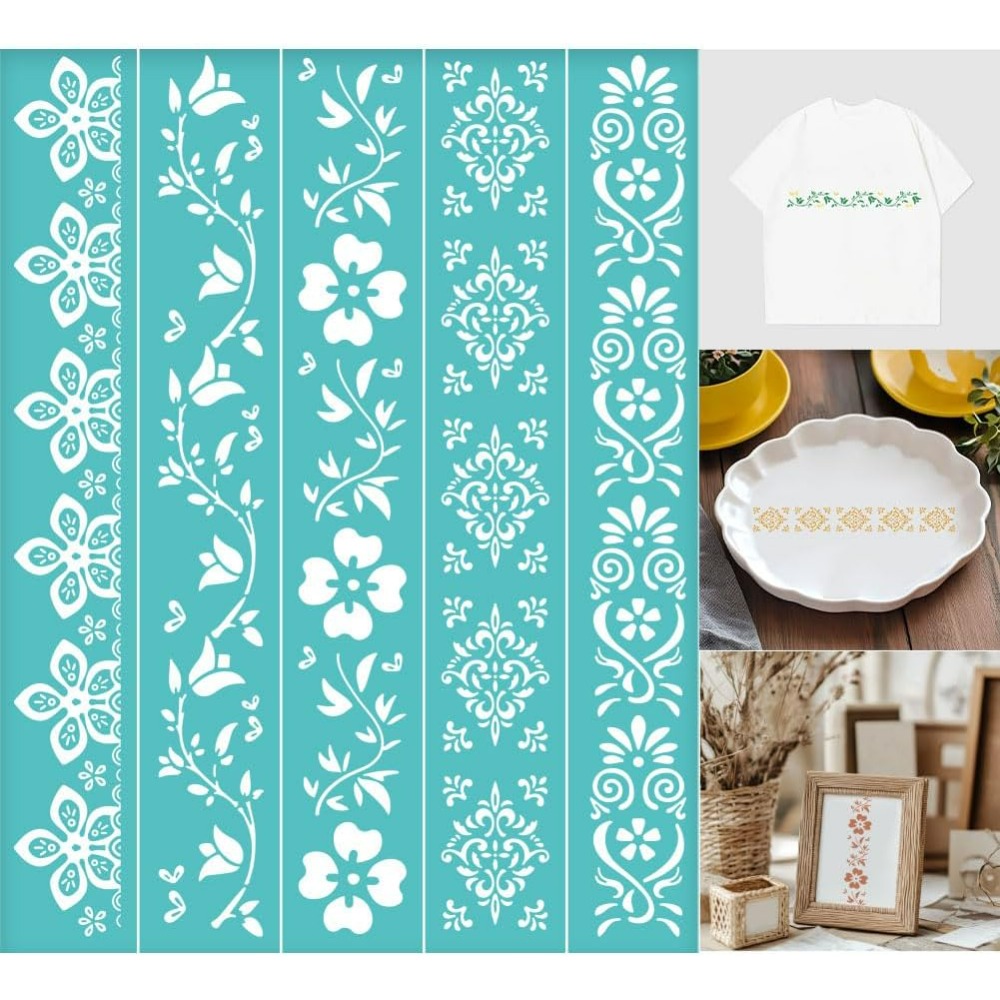 2 個の花ボーダーシルクスクリーンステンシル再利用可能な自己 - Silk Screen Printing のレビューと価格