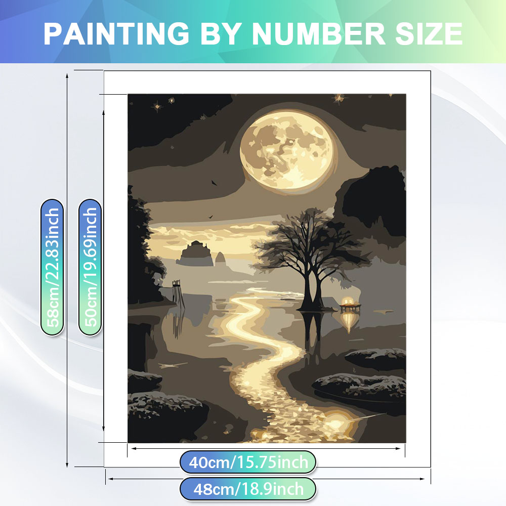 HUACAN 大人向け数字で描く絵 海の月夜景 キャンバスに - Art Craft Night のレビューと価格