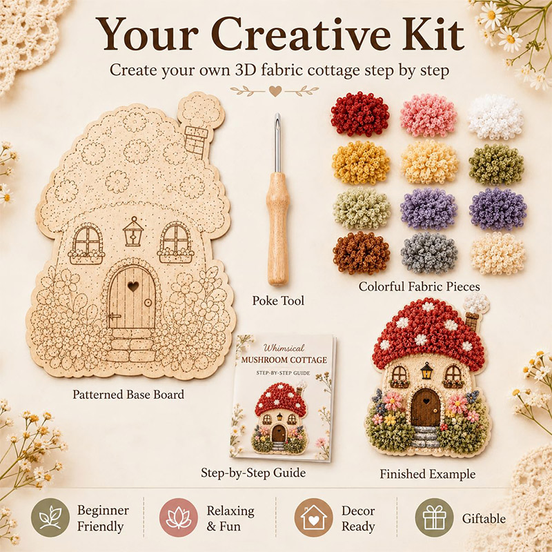 3Dマッシュルームハウス ポケアート DIYキット 布製パン - Art Craft Tools のレビューと価格