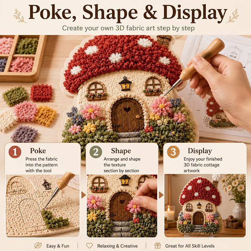 3Dマッシュルームハウス ポケアート DIYキット 布製パン - Art Craft Tools のレビューと価格
