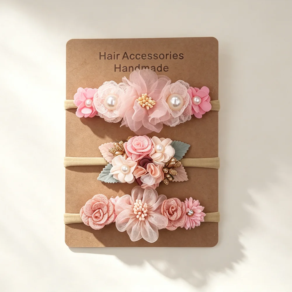 3個セット ベビーガール用伸縮性ヘアバンドセット 新生児用フ - Art And Craft Hair のレビューと価格