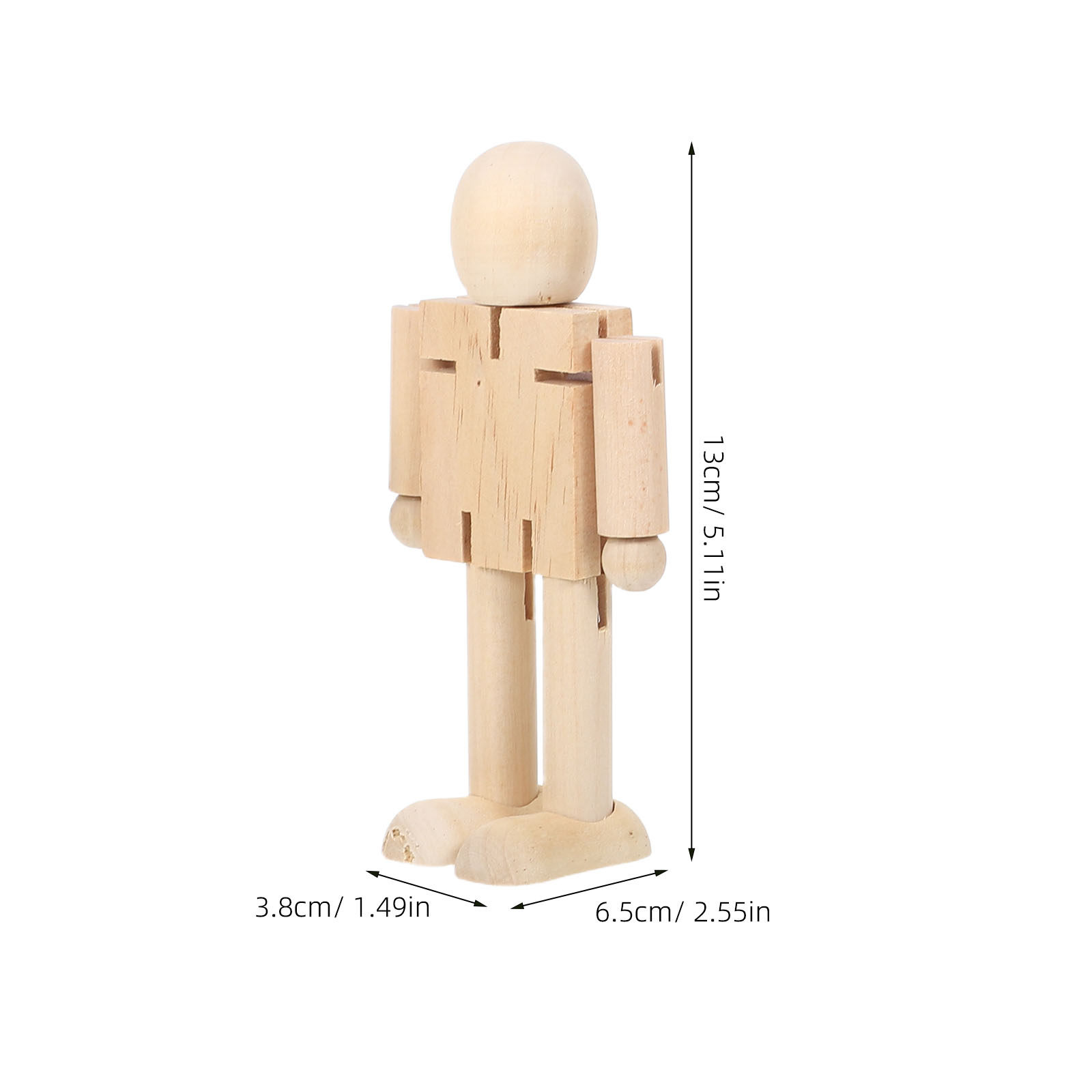 木製ロボット人形 4個セット。未塗装で、関節が動くので、DI - Art Craft Robot のレビューと価格