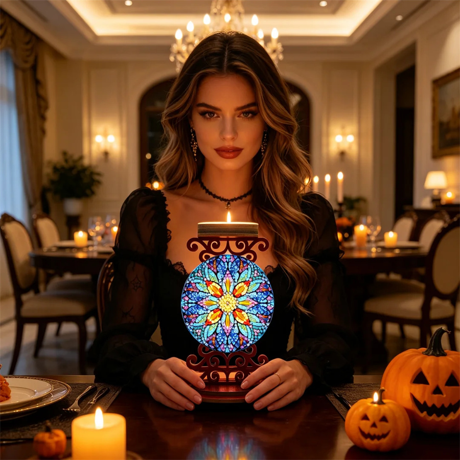 花の形をしたキャンドルホルダー、ハロウィーンのギフト、ダイヤ - Art Craft Painting のレビューと価格