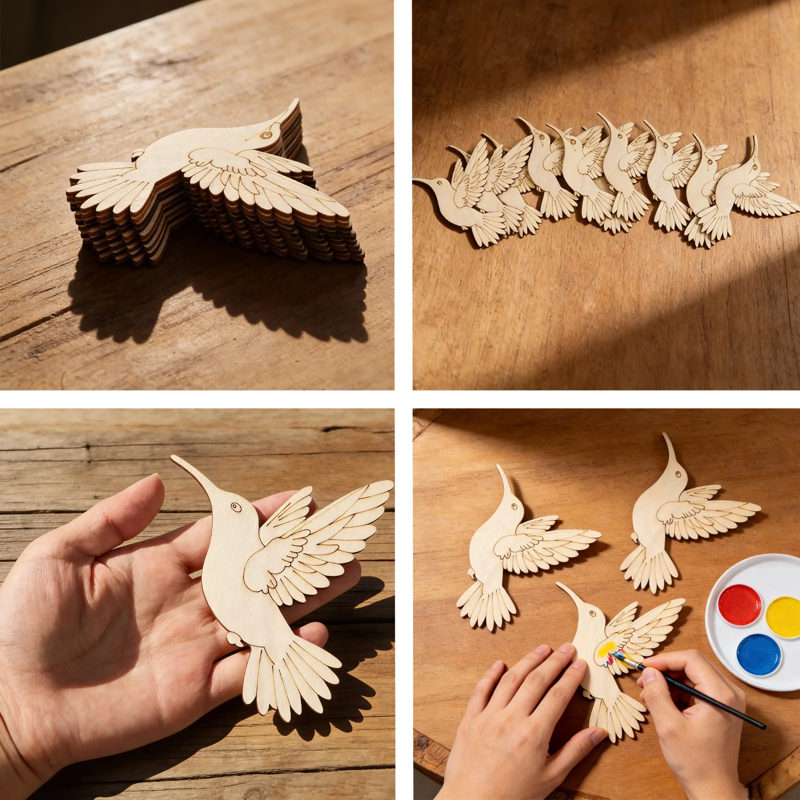 10個入り未完成木製動物鳥の切り抜き、木製吊り下げ飾り用木製 - Art Craft Painting のレビューと価格