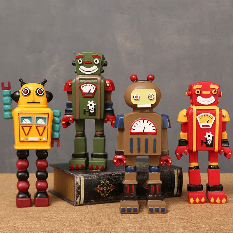 漫画ロボット像の置物工芸品かわいいオフィス癒しの装飾家の窓の - Art Craft Robot のレビューと価格