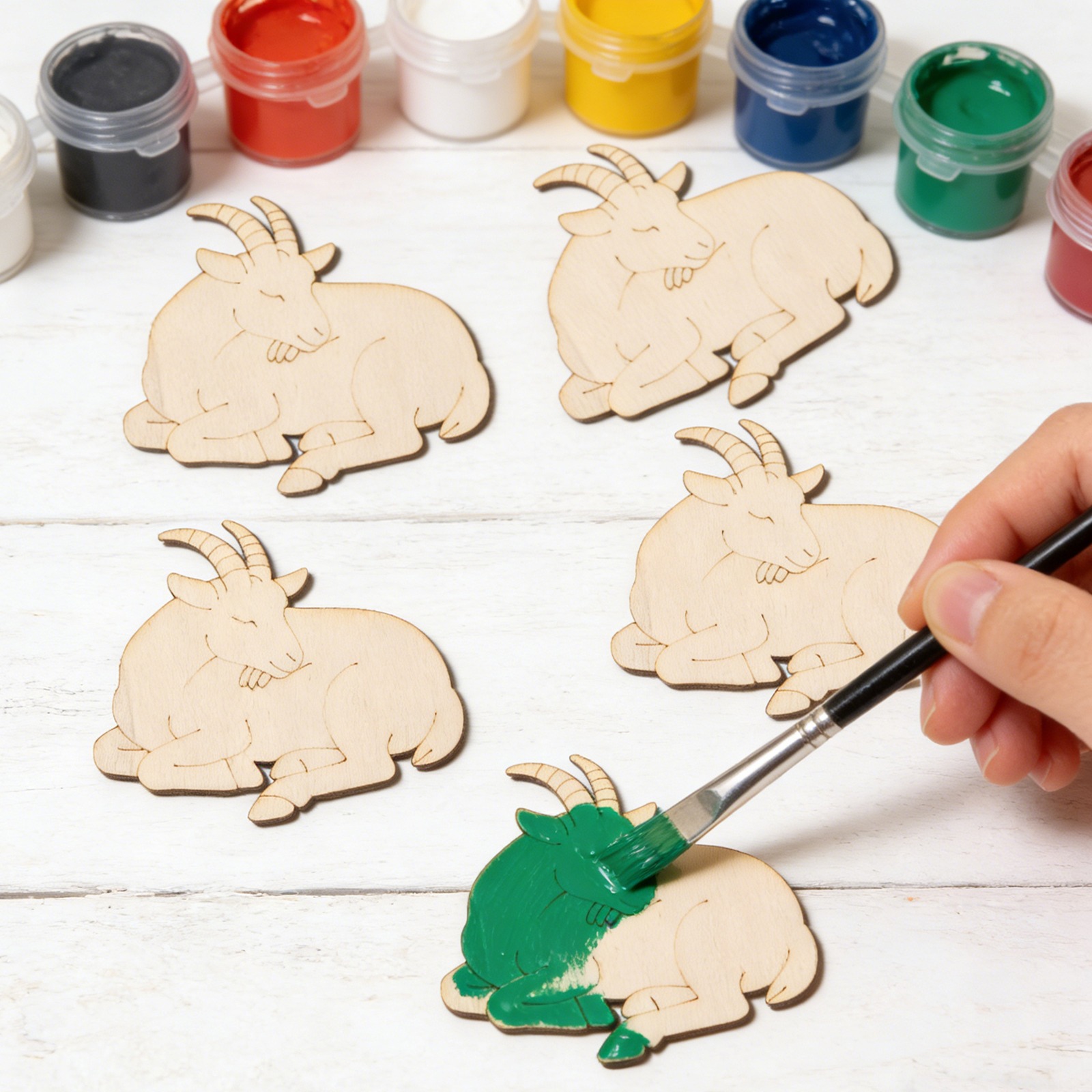 10個/セット 未完成の木製羊の動物オーナメント 木製クラフ - Art Craft Painting のレビューと価格