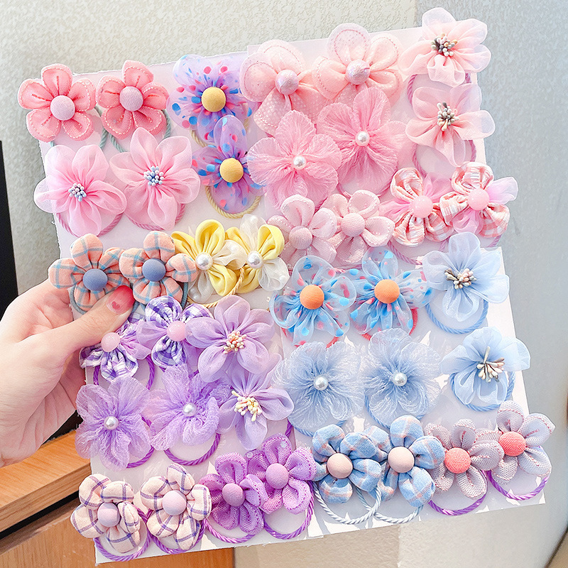 10個入り子供用メッシュフラワーヘアループ、優れた伸縮性、ベ - Art And Craft Hair のレビューと価格