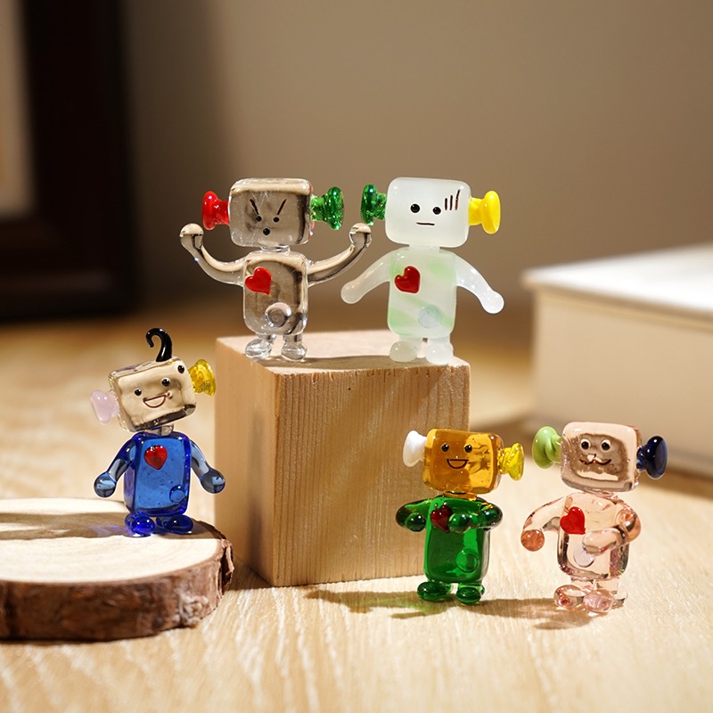 かわいい顔のロボット手作りガラスミニチュアオフィスコンピュー - Art Craft Robot のレビューと価格
