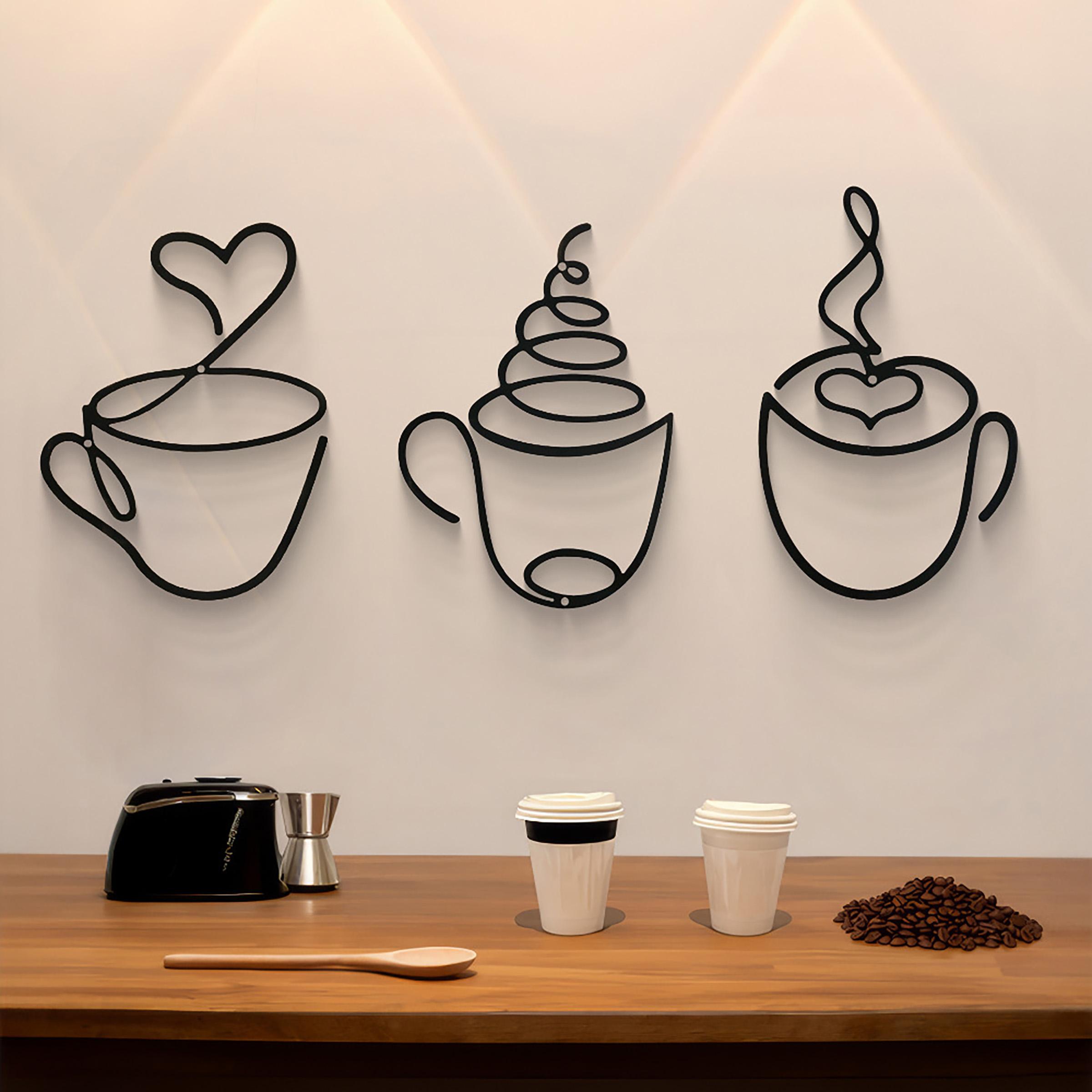 3ピースクリエイティブコーヒーウォールハンギングセット、カフ - Art Craft Cafe のレビューと価格
